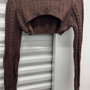 Grace Women’s Size S Cable Knit Brown Sweater